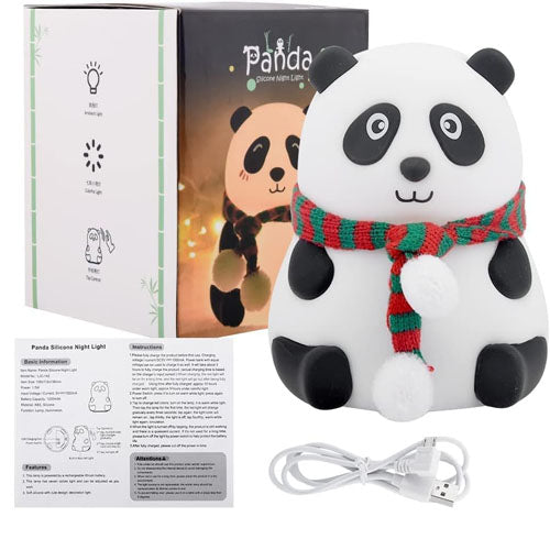 Cute Panda Night Lamp 🐼 | 7-Color Changing LED Light | Rechargeable USB Lamp for Bedroom, Kids & Gifts