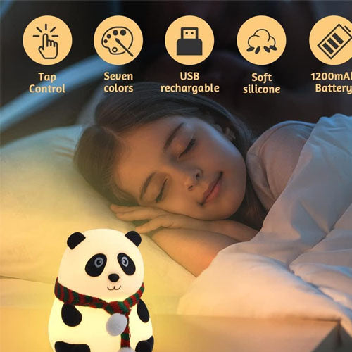 Cute Panda Night Lamp 🐼 | 7-Color Changing LED Light | Rechargeable USB Lamp for Bedroom, Kids & Gifts