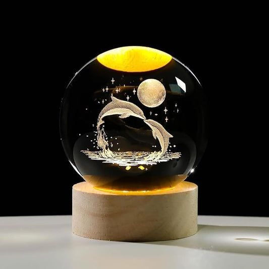 3D Crystal Dolphin Lamp Ball – Magical LED Night Light for Home & Gifts