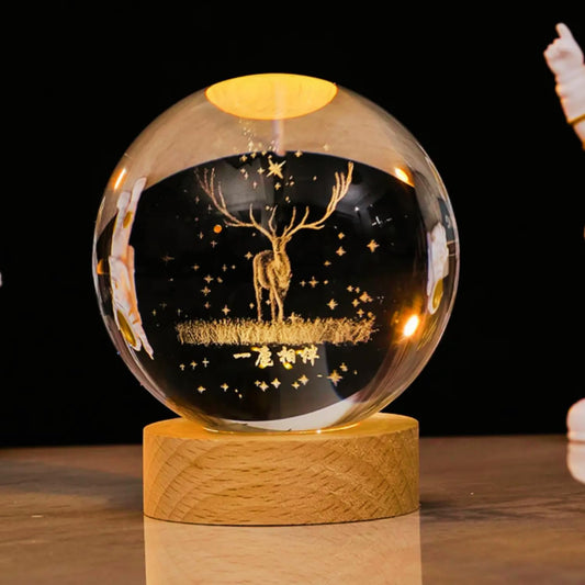 3D Crystal Deer Lamp Ball - Magical LED Night Light for Home & Gifts